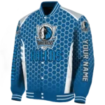 customized dallas mavericks hexagon grid blue varsity jacket best selling.webp