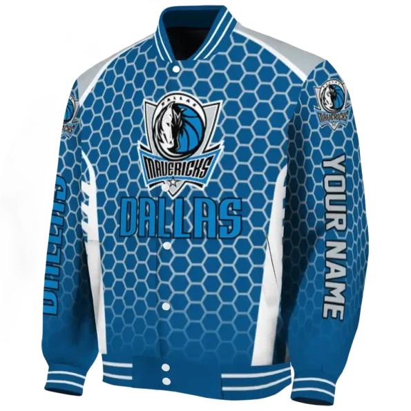 customized dallas mavericks hexagon grid blue varsity jacket best selling.webp