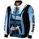 customized dallas mavericks mesh effect blue black bomber jacket best selling