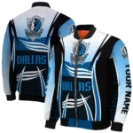 customized dallas mavericks mesh effect blue black bomber jacket best selling