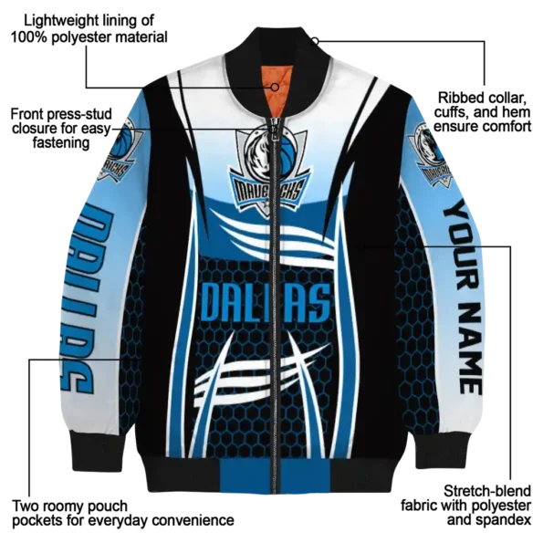 customized dallas mavericks mesh effect blue black bomber jacket new arrival