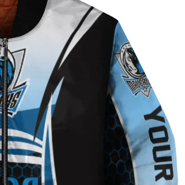 customized dallas mavericks mesh effect blue black bomber jacket premium grade