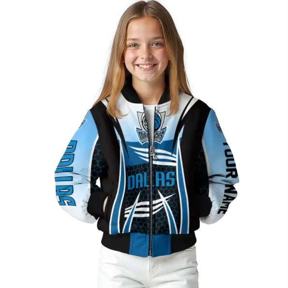 customized dallas mavericks mesh effect blue black bomber jacket top rated