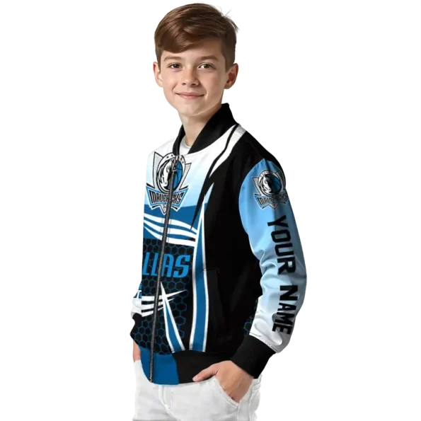 customized dallas mavericks mesh effect blue black bomber jacket trendy