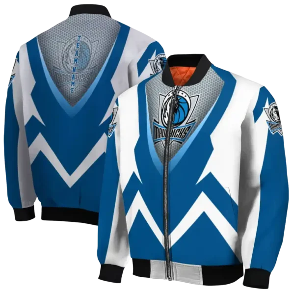 customized dallas mavericks v stripes blue white bomber jacket fashion forward