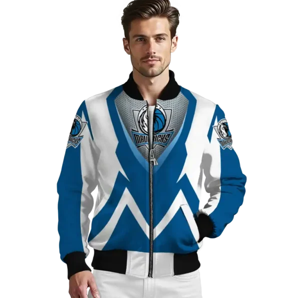 customized dallas mavericks v stripes blue white bomber jacket high quality