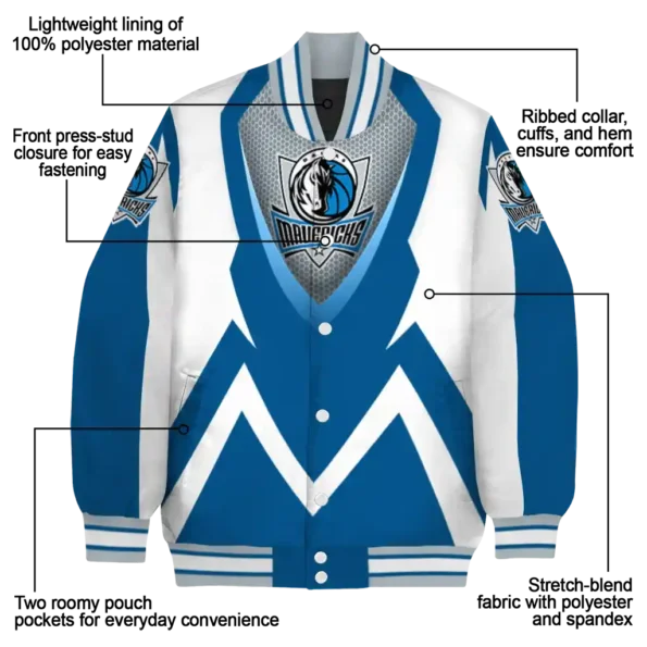 customized dallas mavericks v stripes blue white varsity jacket new arrival.webp