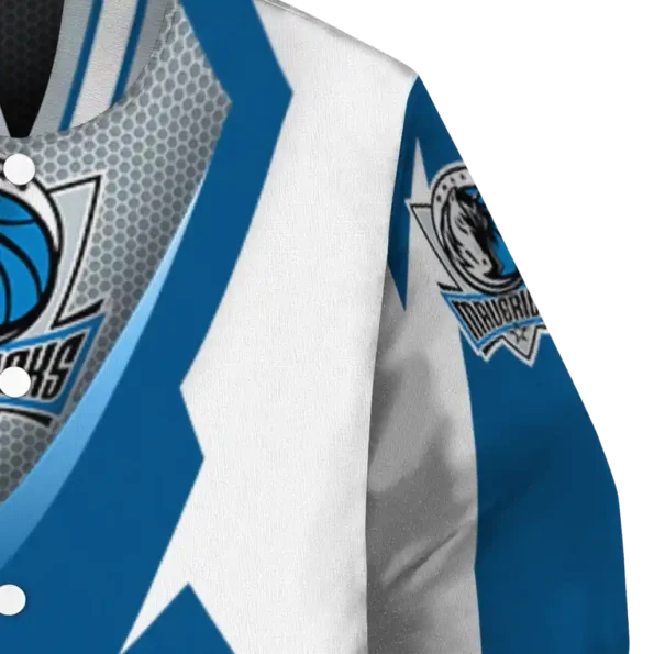 customized dallas mavericks v stripes blue white varsity jacket premium grade.webp