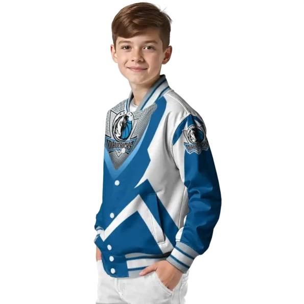 customized dallas mavericks v stripes blue white varsity jacket trendy.webp