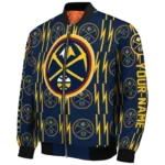 customized denver nuggets bolt stripe blue bomber jacket best selling