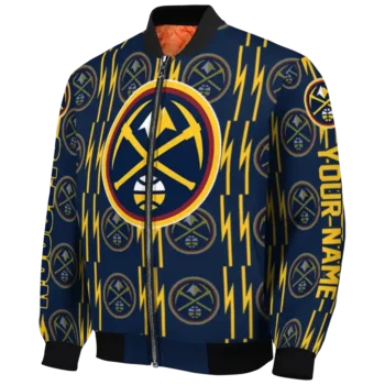 customized denver nuggets bolt stripe blue bomber jacket best selling