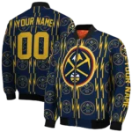 customized denver nuggets bolt stripe blue bomber jacket best selling