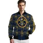 customized denver nuggets bolt stripe blue bomber jacket best selling