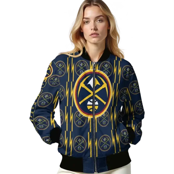 customized denver nuggets bolt stripe blue bomber jacket latest model