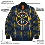 customized denver nuggets bolt stripe blue bomber jacket best selling