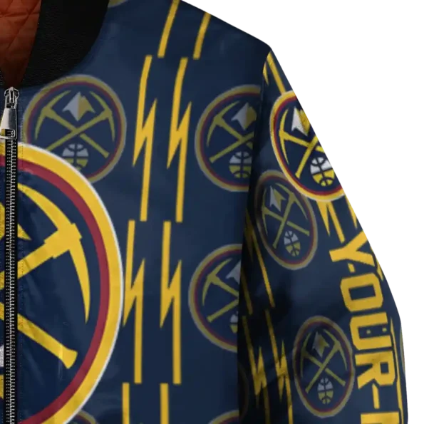 customized denver nuggets bolt stripe blue bomber jacket premium grade