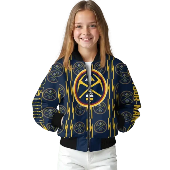 customized denver nuggets bolt stripe blue bomber jacket top rated