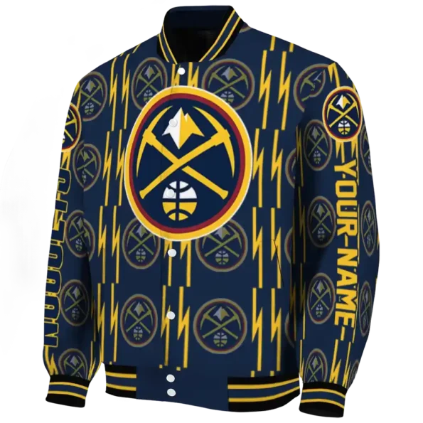 customized denver nuggets bolt stripe blue varsity jacket best selling.webp