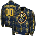 customized denver nuggets bolt stripe blue varsity jacket best selling.webp