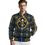 customized denver nuggets bolt stripe blue varsity jacket best selling.webp