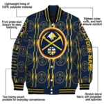 customized denver nuggets bolt stripe blue varsity jacket best selling.webp
