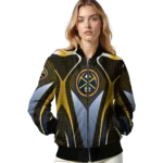 customized denver nuggets mesh chest black bomber jacket best selling
