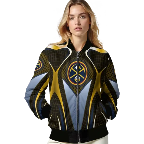 customized denver nuggets mesh chest black bomber jacket latest model