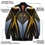 customized denver nuggets mesh chest black bomber jacket best selling