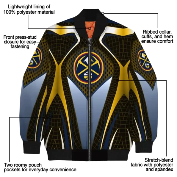 customized denver nuggets mesh chest black bomber jacket new arrival