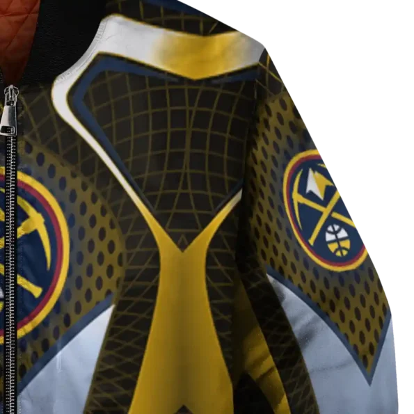 customized denver nuggets mesh chest black bomber jacket premium grade