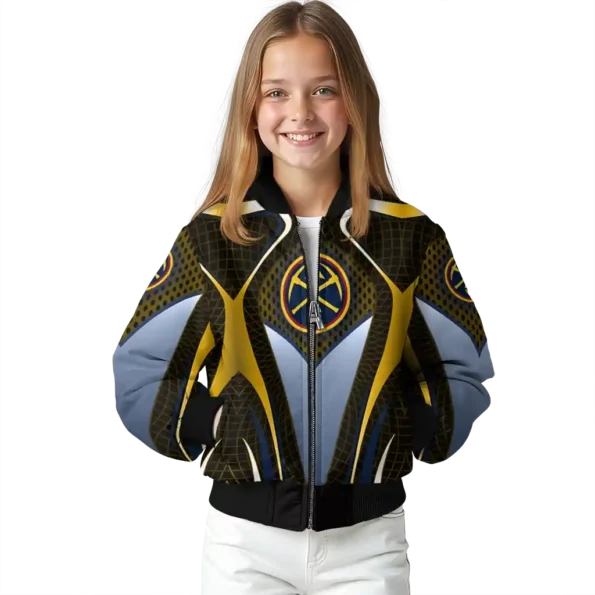 customized denver nuggets mesh chest black bomber jacket top rated