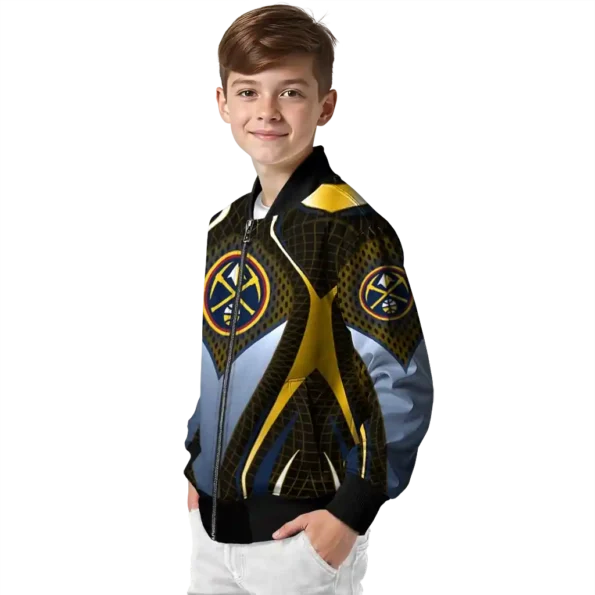 customized denver nuggets mesh chest black bomber jacket trendy