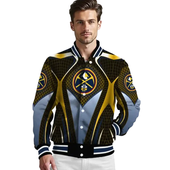 customized denver nuggets mesh chest black varsity jacket high quality.webp