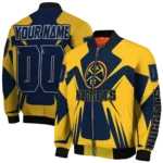 customized denver nuggets spider mark blue bomber jacket best selling