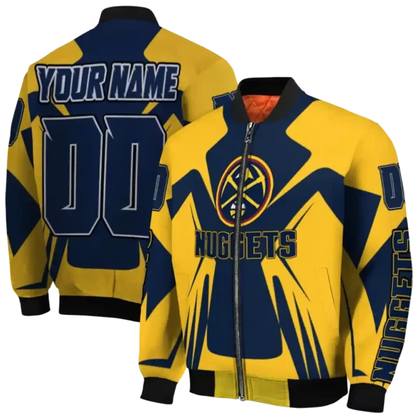 customized denver nuggets spider mark blue bomber jacket fashion forward