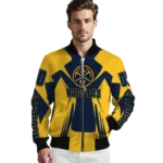 customized denver nuggets spider mark blue bomber jacket best selling