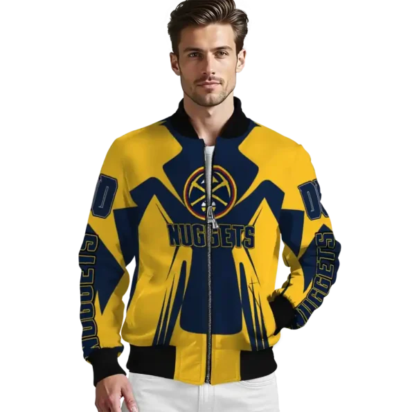 customized denver nuggets spider mark blue bomber jacket high quality