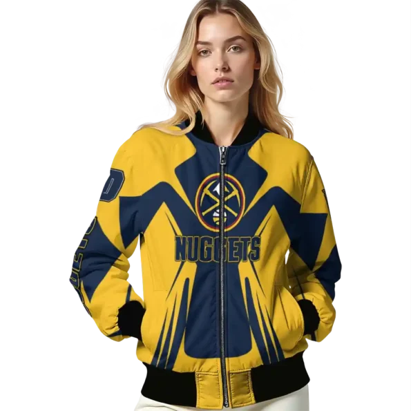 customized denver nuggets spider mark blue bomber jacket latest model