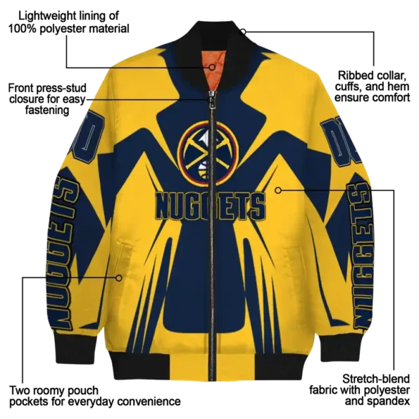customized denver nuggets spider mark blue bomber jacket new arrival