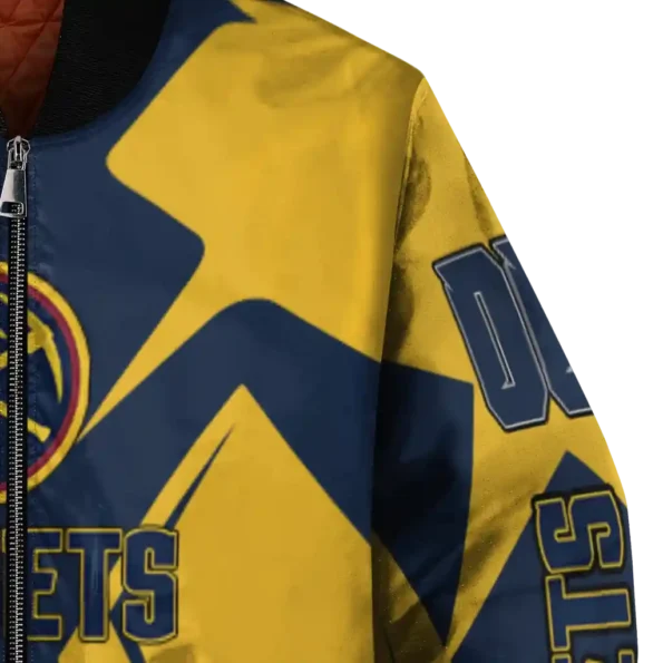 customized denver nuggets spider mark blue bomber jacket premium grade