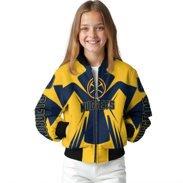 customized denver nuggets spider mark blue bomber jacket top rated
