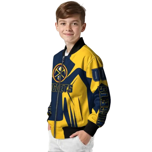 customized denver nuggets spider mark blue bomber jacket trendy