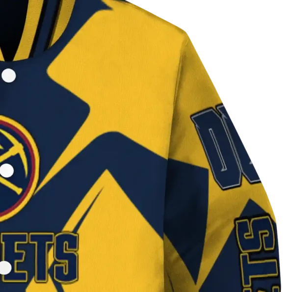 customized denver nuggets spider mark blue varsity jacket premium grade.webp