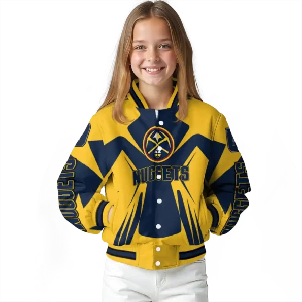 customized denver nuggets spider mark blue varsity jacket top rated.webp