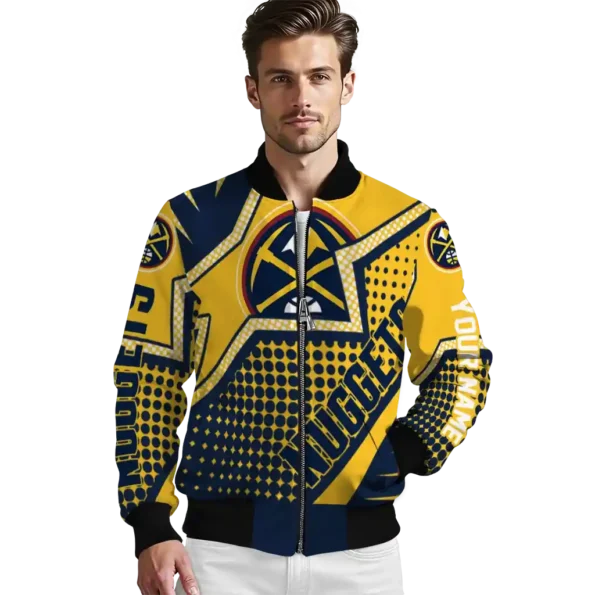 customized denver nuggets star burst blue bomber jacket high quality