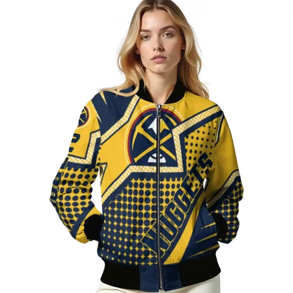 customized denver nuggets star burst blue bomber jacket latest model