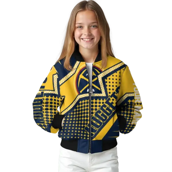 customized denver nuggets star burst blue bomber jacket top rated