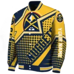 customized denver nuggets star burst blue varsity jacket best selling.webp