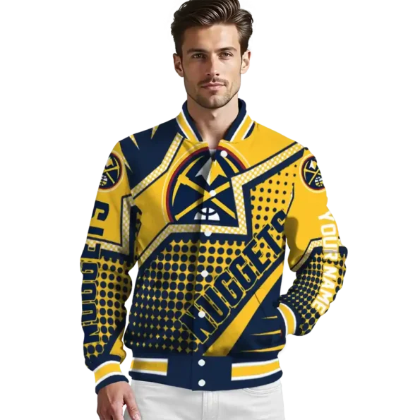 customized denver nuggets star burst blue varsity jacket high quality.webp
