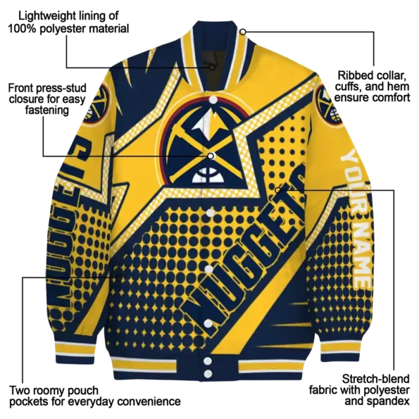 customized denver nuggets star burst blue varsity jacket new arrival.webp